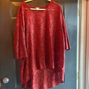 Cato Red and Black Patterned Tunic